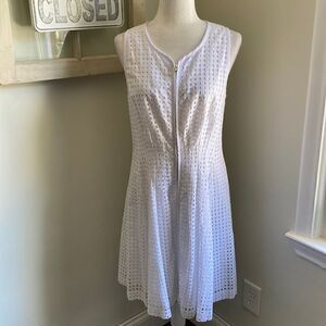 Betsey Johnson Eyelet Overlay Zip Up Dress NWT